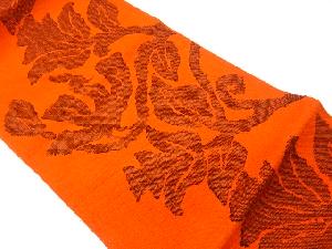 リサイクル　手織り真綿紬唐草模様織出し名古屋帯